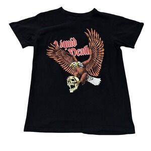 Liquid Death Men's Two-Headed Bald Eagle Skull T Shirt Size Medium 17.5 x 25